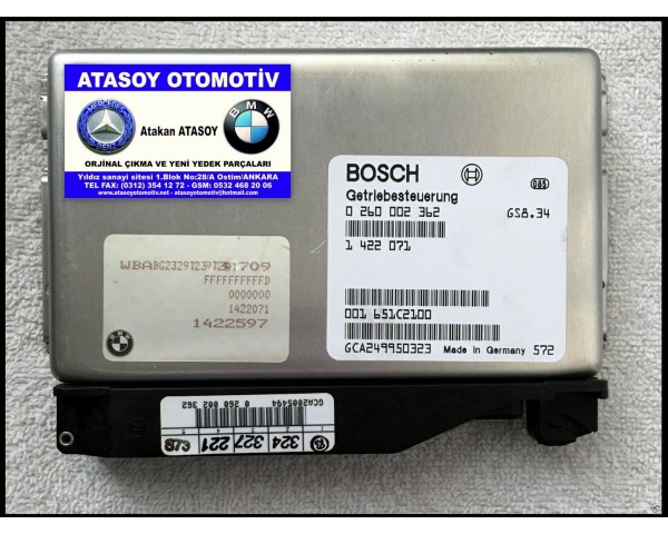 BMW E36 316İ OTOMATİK ŞANZIMAN BEYNİ BOSCH 0260002362 BMW 1422071 BMW 1422607 BMW 24601422071 BMW 24601422607 - 0 260 002 362 BMW GS8.34 M43